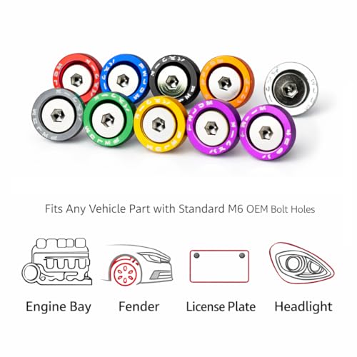 SPARDEE purple M6x20mm bumper fender washer bolt kit, CNC billet aluminum flat washers and fasteners