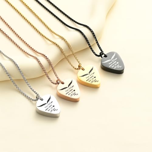 Oinsi Cremation Jewelry Guitar Pick Urn Necklaces for Ashes for Women Men Memorial Ash Keepsake for Loss of Loved Ones - Your Wings Were Ready my Heart was not Gold