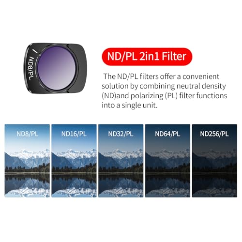 Magnetic ND/CPL Filter Set Compatible with DJI Osmo Pocket 3 Creator Combo, 6-Pack: UV, CPL, ND16/PL, ND32/PL, ND64/PL, ND256/PL Polarizer and Neutral Density Filters, Action Camera Accessories Magnetic ND/PL & CPL & UV Filter Set