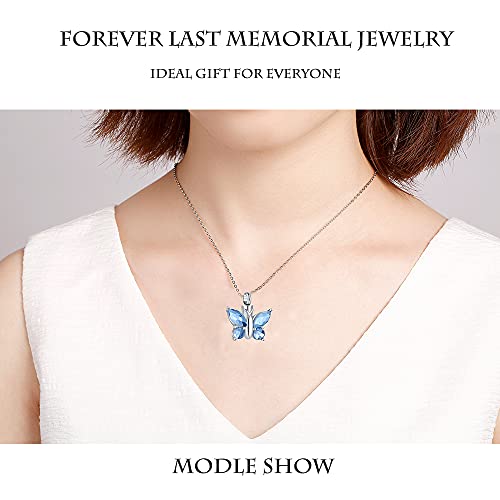 Butterfly Urn Necklace for Ashes Stainless Steel Silver Cremation Jewelry Keepsakes Pendants in Memory of Lost Loved One … L Blue