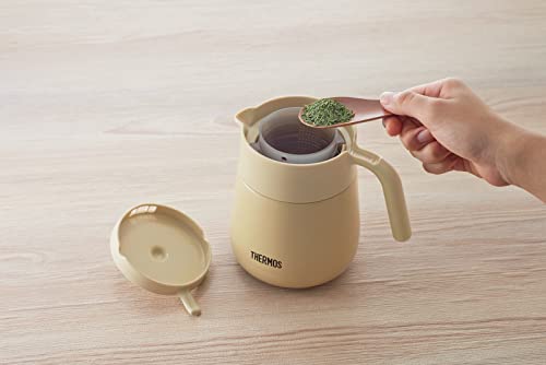 Thermos Vacuum Insulated Teapot with Strainer 23.7 fl oz (700 ml), Beige, TTE-700 BE 700 ml