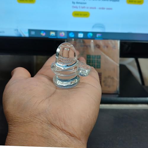 Blessed and Energized Quartz Crystal Sphatik Shivling 1.5" inch – Shiva Lingam for Puja, Meditation & Vastu | Spiritual Sphatik Shiva Linga Idol for Home Temple, Peace, Prosperity & Positive Energy