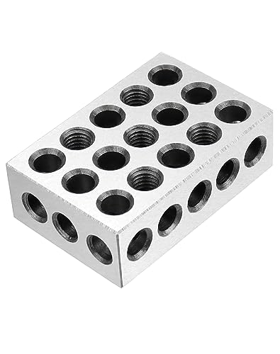 QWORK 2 Pieces Parallel Blocks Metric 1-2-3 Blocks, 23 Holes Clamping Blocks, Size 25 x 50 x 75 mm, Precision 0.005 mm, Milling Machine Accessories