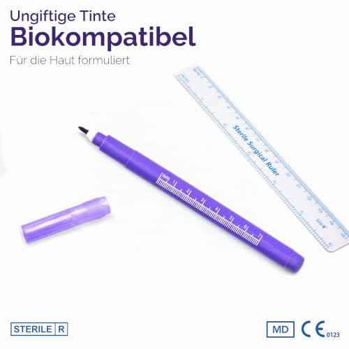 AIESI Hospimark Dermography Pen for Skin with Standard Tip with Ruler (Pack of 10)