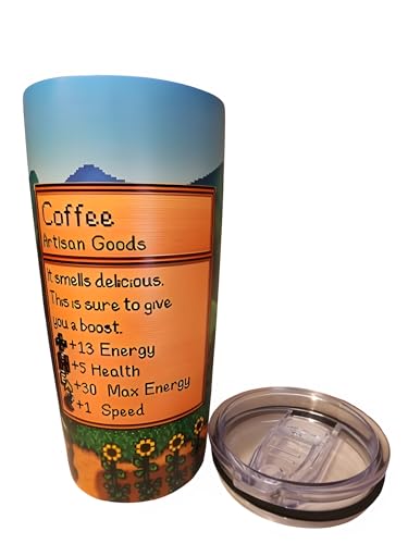 Boosted Retro Game Stats Tumbler, 20 Oz Insulated Stainless Steel Coffee Travel Cup