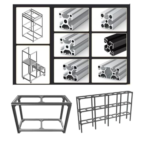 AluProfil 2020 Aluminium Profile 500 mm V Type Black Aluminium Profiles 20 x 20 European Standard Anodised Linear Rail Extrusion Pack of 2 for DIY 3D Printer and CNC L: 500mm 2-2020V Black