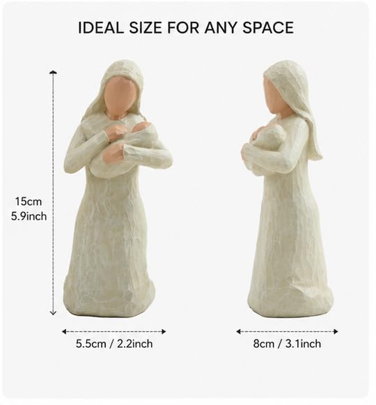 Virgin Mary Statue, 5.91 Inch Resin Blessed Mother Religious Decor White 5.9" Tall