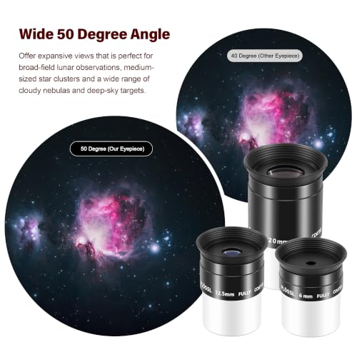 Astromania Telescope Eyepiece Set, 3 Pics Plossl Eyepiece 1.25" 6 12.5 20mm 6/12.5/20mm