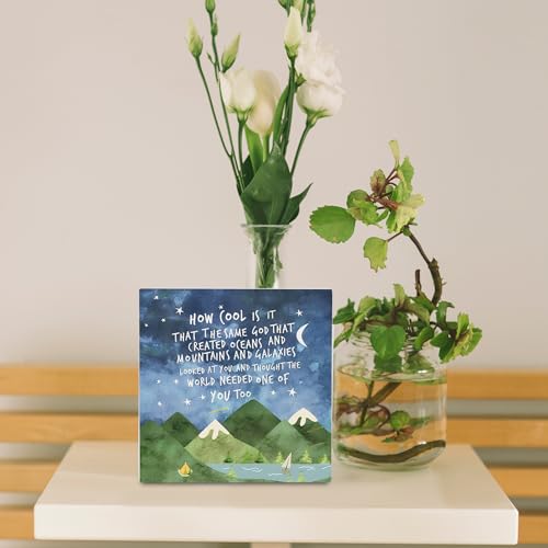 How Cool Is It The Same God Inspirational Wooden Sign Desk Decor 5x5,Bible Verse Sign,Positive Christian Home Bedroom Teens Room Nursery Classroom Dorm Shelf Table Decor
