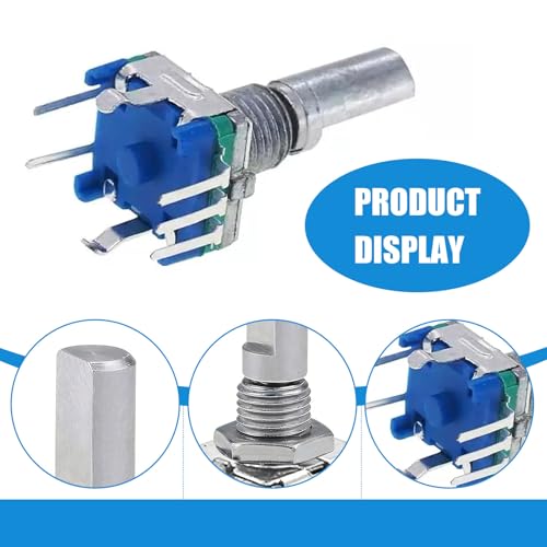 Rotary Encoder Switch,5 Pieces EC11 Rotary Encoder Code Switch Digital Potentiometer with Push Button 5 Pin Handle Length 20mm for Electronics Components and Projects