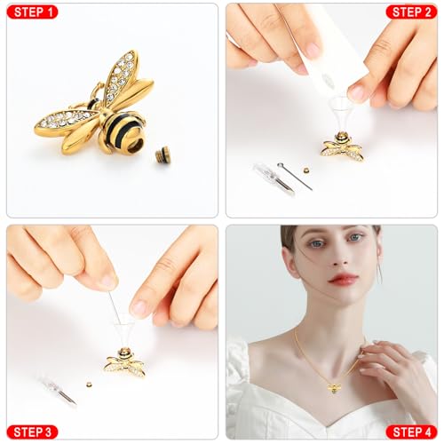 Cremation Jewelry for Ashes Pendant - Bee Urn Necklace with Mini Keepsake Urn Memorial Ash Jewelry Cremation Ash Pendant Loved One Gold