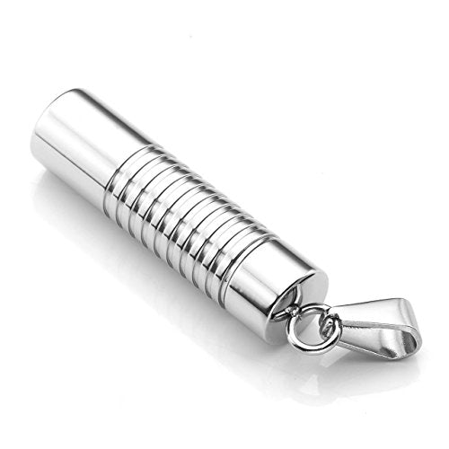 JOVIVI Silver Urn Necklace for Ashes Keepsake Cremation Jewellery Men Women Memorial Stainless Steel Cylinder Bullet Pet Hair Locket Pendant Chain & Filler Kit