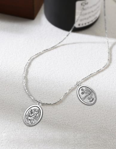 St Michael/St Christopher Medal/Cross/Pardon Cross/Saint Therese of Lisieux Medal Pendant for Women Necklace & Rosary Necklace St Christopher1 12PCS
