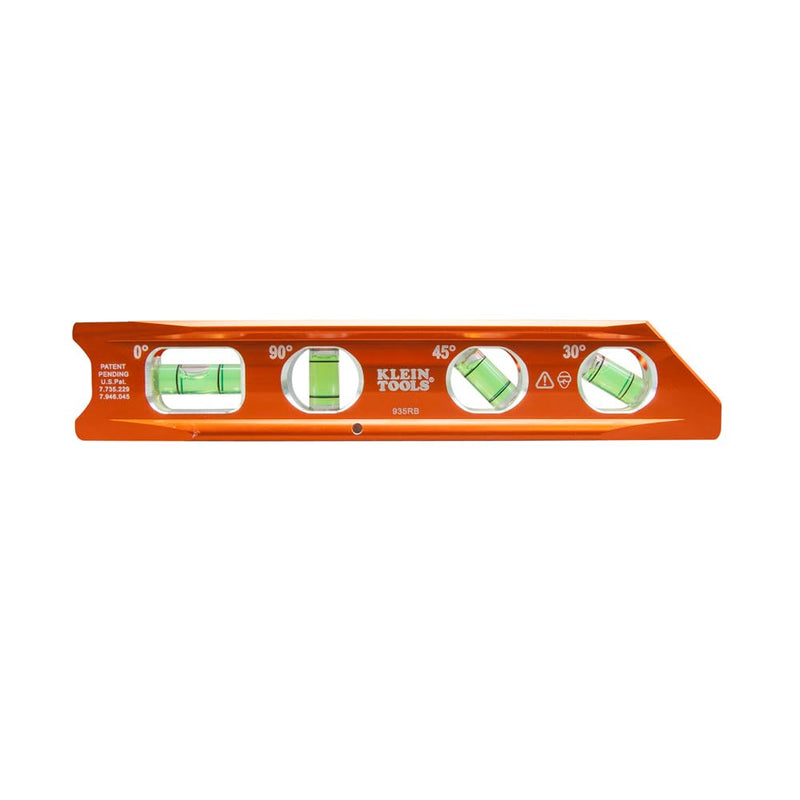 [Australia - AusPower] - Klein Tools 935RB Torpedo Level, 8-Inch Billet Magnetic Level, 0/30/45/90 Degree Vials, V-Groove, Tapered Nose, High-Visibility Vial and Body Standard 