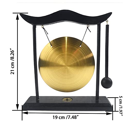 Hooshing Brass Gong Desktop Zen Art Feng Shui Decor, Simple Design