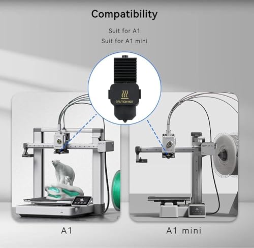 Replacement for Bambu Lab A1 Series 3D Printers Bambu lab A1/A1 Mini Hotend with a 0.4mm Hardened Steel Nozzle and Silicone Cover (0.4mm nozzle) 0.4mm nozzle