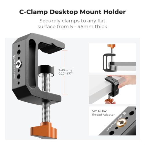K&F CONCEPT 22" Magic Arm with Desk C-Clamp, Overhead Desk Camera Mount 22" Magic Arm with C-Clamp