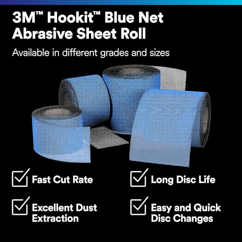 3M Hookit Blue Net abrasive sanding roll, 320 grit, 115 mm x 10 m, for collision repair