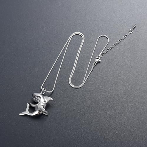 shajwo Cremation Jewelry Shark Urn Necklaces Silver
