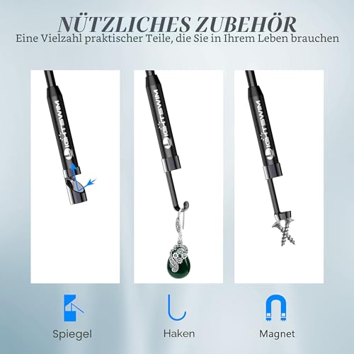 Lightswim 1920P Endoscope Snake Inspection Camera, Type-C Endoscope, Scope Camera with 8 LED Lights for Android and iOS Smartphones, iPhone, iPad, Samsung (16.5 ft/5 m) TENG-W400-ONE