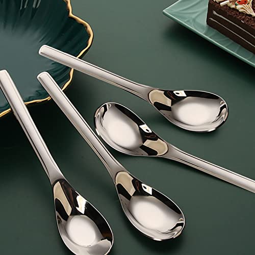 OULIGET Thick Heavy weight Dinner Soup Spoons,Stainless Steel Tablespoons,Chinese Silver Spoon,Heavy Duty Asian Thick Long Handle Spoons,7.1 inches,Set of 8 7×1.4