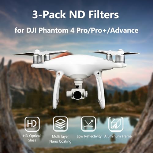 ND Filter Set for DJI Phantom 4 Pro, Pro+ and Advanced, 3 Pack ND Phantom 4 Pro/Pro+/Advanced