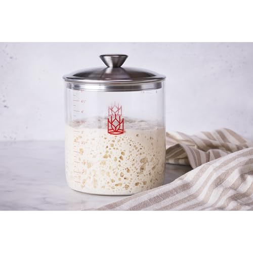 King Arthur Baking Company Glass Sourdough Crock with Lid, 1.5-Quart Capacity 1.5-Quart Capacity, Glass