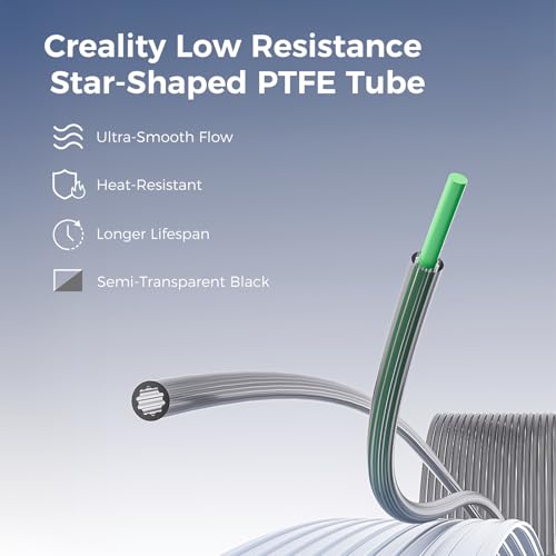 Creality Official Low Resistance Star Shaped PTFE Teflon Tube 4m, 3D Printer Upgrade PTFE Tube Teflon Accessory Replacement Kit, Suitable for K1, K2, Ender Series and Other FDM 3D Printers(4M)