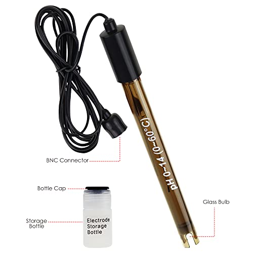 0-14 pH Electrode 200 cm Long pH Probe with BNC Connection Cable Reliable for Continuous Monitoring