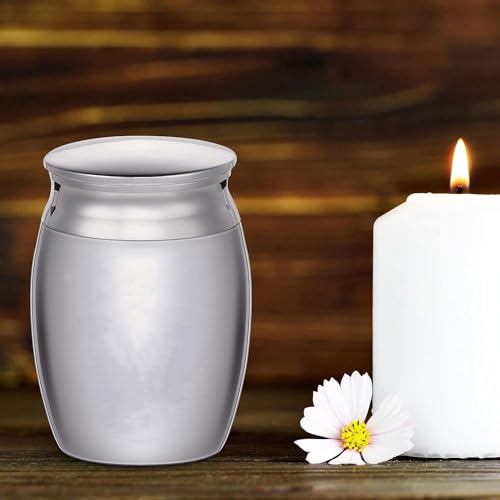 LZZEM Mini Urn for Ashes, Stainless Steel Keepsake Cremation Urn, Waterproof Memorial Ashes Holder, Small Pet and Human Ashes Container
