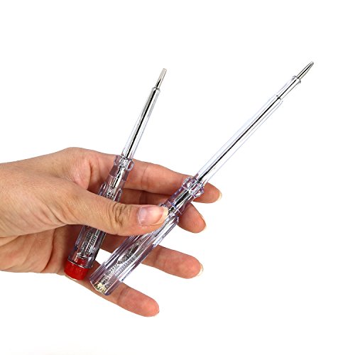 com-four® 2x Voltage Tester with Glow Lamp, Current Tester for 110-250 V AC | Phase tester with resistor - 14 cm & 19 cm - tester screwdriver 2 Pieces - Voltage Tester 14/19 Cm