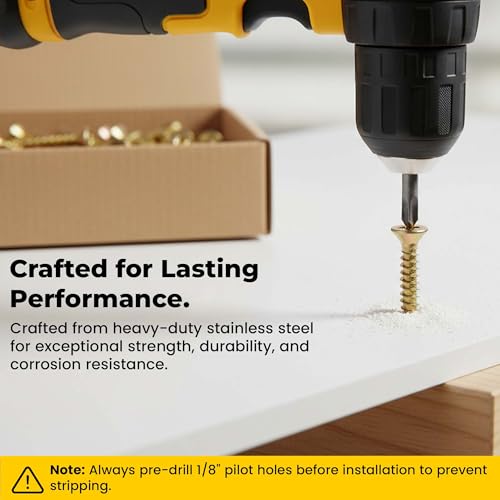 FINSBURY HARDWARE #12 x 1-1/2-inch solid brass flat head Phillips wood screws, 16-pack