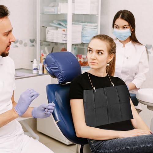 Pack of 125 Disposable Dental Boxes for Patients, 13 x 18 inches, 3-Layer Waterproof Piercing Tattoo Paper Napkin Cloth for Dental Clinic, Tattoo Station and Salon (Black) Black