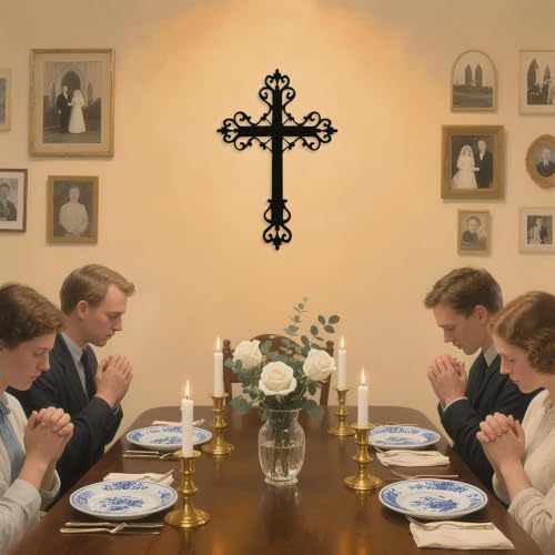 Freton Metal Cross Wall Art, Christian Wall Decor, Black, 18.5x12.0 inch 18.5"L x 12"W