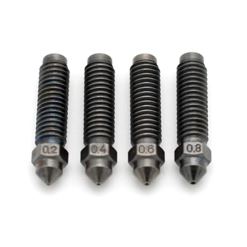 Hardened Carbon Nozzle Set (0.2 mm / 0.4 mm / 0.6 mm / 0.8 mm) for Elegoo Centauri - Durable Nozzles for Highest Print Quality