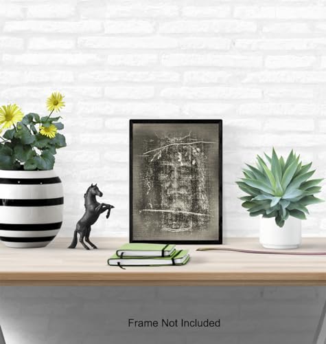 Jesus Wall Decor LARGE - 11x14 Jesus Christ Shroud of Turin Poster - Catholic Gifts - Christian Wall Decor - Religious Art - Priest Ordained Minister - Living Bedroom Home Decoration - spiritual Gift 11"L x 14"W Unframed