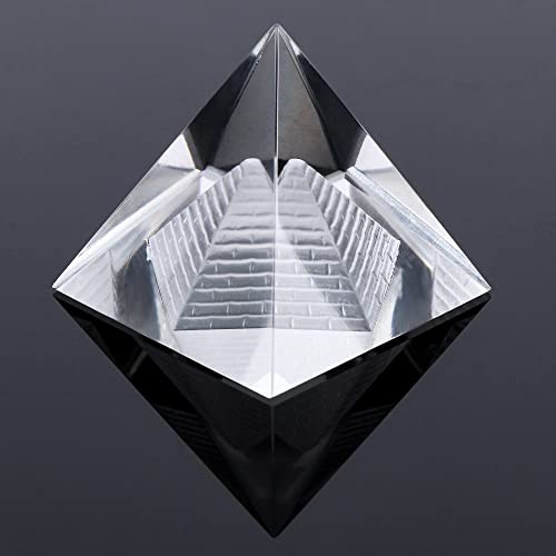 Crystal Pyramid Prism, Transparent Stereo Pyramid Crafts Figurine 3D Egypt Carving Home Decoration Egypt Pyramid