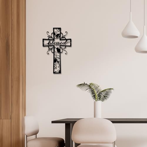 Rajukit Blessed Christian Metal Cross Wall Art for Home