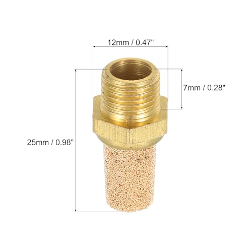 QUARKZMAN Pneumatic Silencer 1/8 Inch NPT Male Long Exhaust Silencer Solenoid Valve Brass Silencer Noise Silent Air Cylinder Accessories for Valve Set of 2 | Male Long Exhaust Silencer, Silencer Noise Silent Air Cylinder Accessories, for Valve