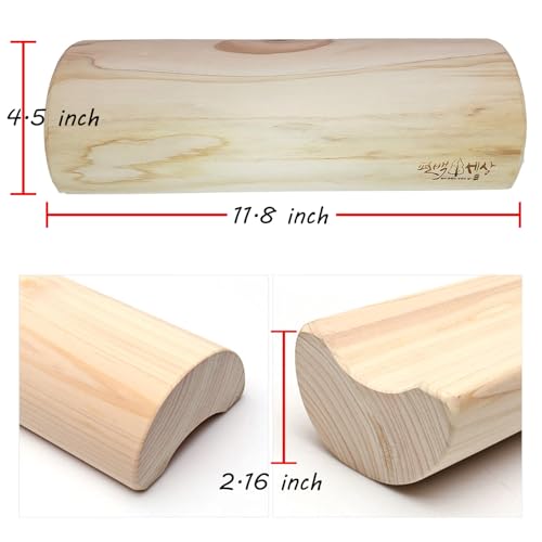 DEAD SKIN Wooden Pillow Hinoki Semicircular Pillow Made of Hinoki Cypress for Stiff Neck_11.8 inch x 2.16 inch