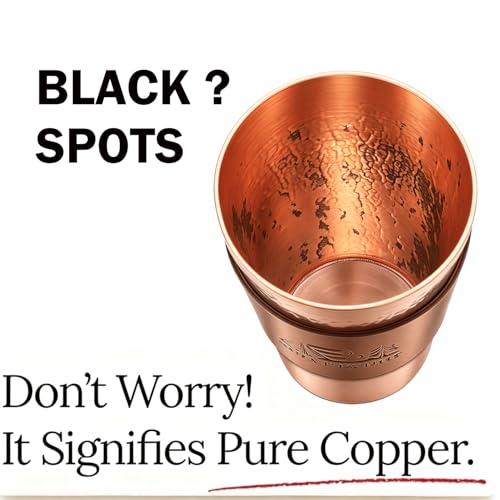 13.5 oz Copper Cups - Hammered Ayurvedic Pure Copper Drinking Cups with Heat-Resistant Leather Sleeves - Promote Detoxification and Maintain Health, Suitable for Yoga, Meditation or Camping. (1) 1