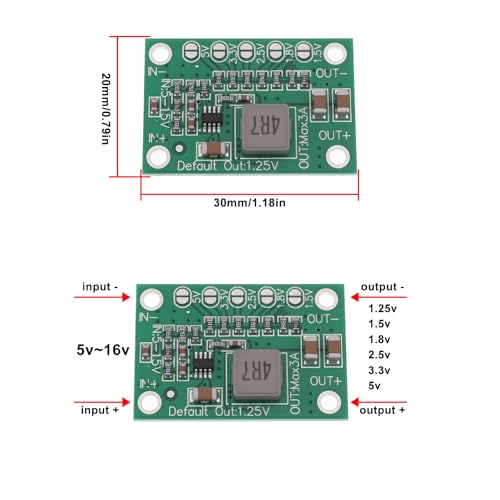 4 Piece DC Step-Down Converter Board 5-16V to 1.25V 1.5V 1.8V 2.5V 3.3V 5V Used to Power Low Voltage Equipment