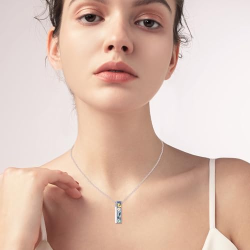 YFN S925 Sterling Silver Bee & Daisy Cremation Urn Pendant Necklace - Memorial Ashes Keepsake for Loved Ones, Adjustable Chain, Elegant Sympathy Gift