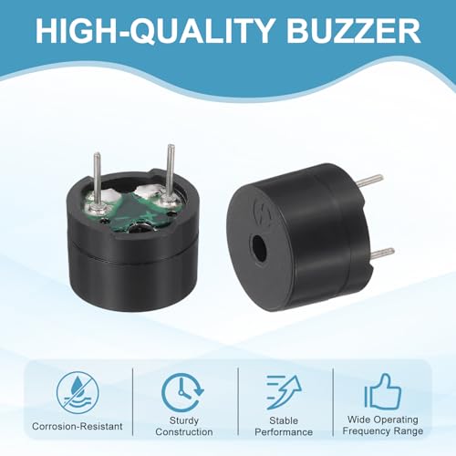 sourcing map 50 Pcs Passive Buzzer DC 1.5-5V 12x8.5mm Electric Tone Buzzer Alarm Piezo Beep Sounder Continuous Sound Beep for Physics Circuits Alarm Safety Development Boards House Shop