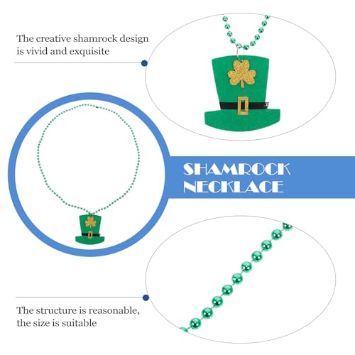 ibasenice 3pcs St Patrick's Day Bead Necklaces Shamrock Party Favors Delicate Necklace for Festival Decoration and Outfits