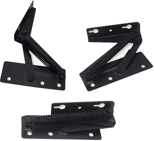 [Australia - AusPower] - QIAO 2-Piece 80 Foldable Lift Bracket, Black Spring Hinge Lifter, Sofa Hinge Support for Furniture Storage 