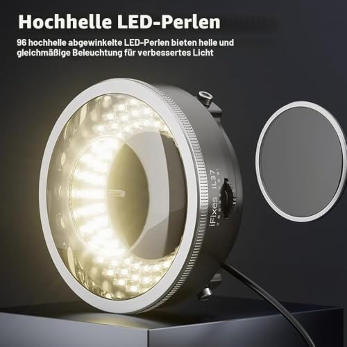Microscope Polarized Optical System LED Lighting Ring Light, 96 Pieces LED Light Beads, Anti-Glare Light Source for Microscopes