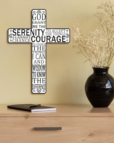 Putuo Decor Floral Cross Wall Decor, Painted Decorative Wooden Inspirational Cross, Mexican Art Wall Decor (Black White)