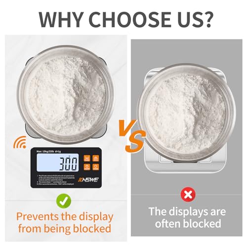 Food Scales with Split Wireless LCD Display 33lb/15kg Digital Kitchen Scale 304 Stainless Steel 1g High Precision 7 Units for Cooking Baking Electric Weighing Coffee with PCS Tare Function 15kg/1g