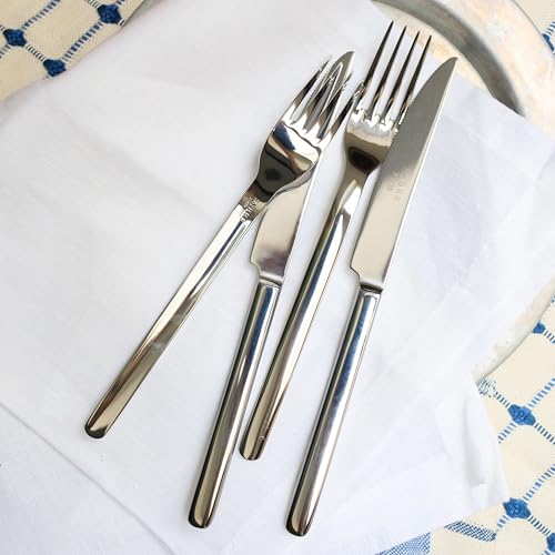 SABRE PARIS - 5-Piece Flatware Set - Loft Collection - Knife, Fork, Soup Spoon, Teaspoon & Dessert Fork - Stainless Steel - Dishwasher Safe - Brilliant Finish 5 Pieces Shiny Finish